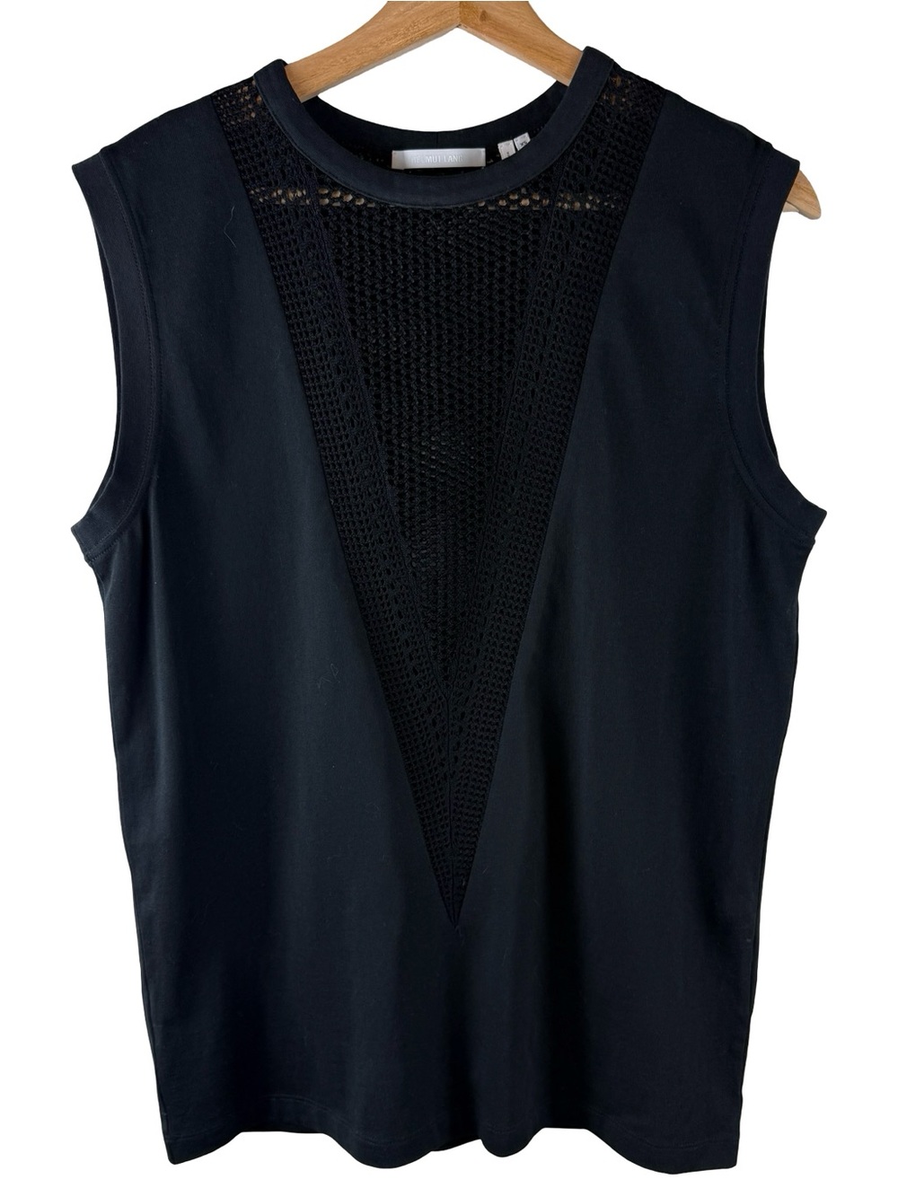 Helmut Lang Mesh Panel Tank Black Size XS